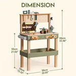 Wooden Toy Construction Workbench with Tools