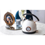 White Retro Designed Electric Water Kettle with Temperature Gauge on Table