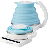 Light Blue Foldable Travel Food Grade Silicone Electric Kettle