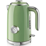 Retro Stainless Steel Electric Kettle with Thermometer