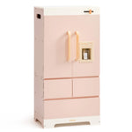 Pink Wooden Toy Refrigerator with Kitchen Accessories