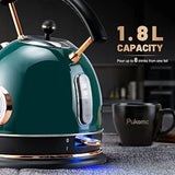 Green Retro Designed Electric Water Kettle with Temperature Gauge - 1.8L Close-up