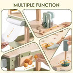 Wooden Toy Construction Workbench with Tools