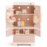 Pink Wooden Toy Refrigerator with Kitchen Accessories