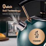 Green Retro Designed Electric Water Kettle with Temperature Gauge - Close-up