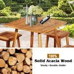 Outdoor Wooden Dining Table With Four Stools