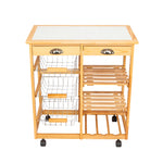 2-Drawer Dining Cart With Rolling Wheels