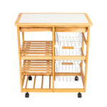 2-Drawer Dining Cart With Rolling Wheels