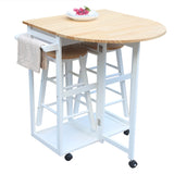 Solid Wood Kitchen Cart With Stools