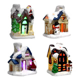 Miniature Winter Snow Houses with LED Lighting