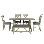 6-Piece Dining Room Table Chair & Bench Set