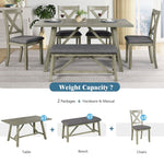 6-Piece Dining Room Table Chair & Bench Set