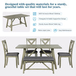 6-Piece Dining Room Table Chair & Bench Set
