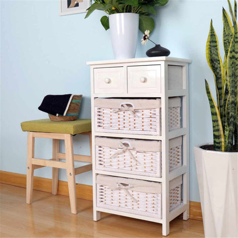 Wood Cabinet With Storage Baskets