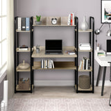 Home Office Desk with Storage Shelves