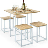 Compact Metal Frame & Walnut Dining Set