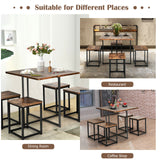 Compact Metal Frame & Walnut Dining Set