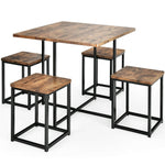 Compact Metal Frame & Walnut Dining Set