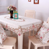 Rose Embroidered Round Table Cloth