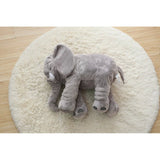 Gray Soft Plush Elephant Stuffed Doll Toy on cream colored rug