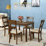 Walnut Tone Dining Room Table & Chairs Set