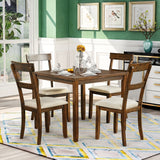 Walnut Tone Dining Room Table & Chairs Set