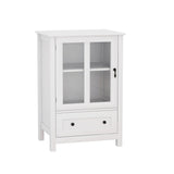 Wooden Storage Cabinet with Glass Doors and Drawer
