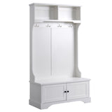 3-in-1 White Entryway Bench With Shelves