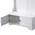 3-in-1 White Entryway Bench With Shelves - close-up of bench door open