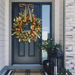 Autumn Pomegranate Hanging Wreath on Front Door