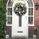 15-Inch White Pumpkin Wreath on Front Door