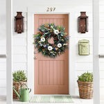 15-Inch White Pumpkin Wreath on Front Door