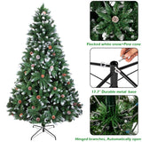 7 Foot Snow Flocked Christmas Tree With Pine Cones